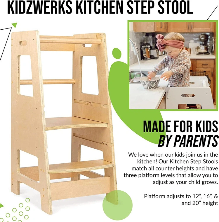 Child Folding Step Stool Standing Tower Kids Kitchen Step Stools