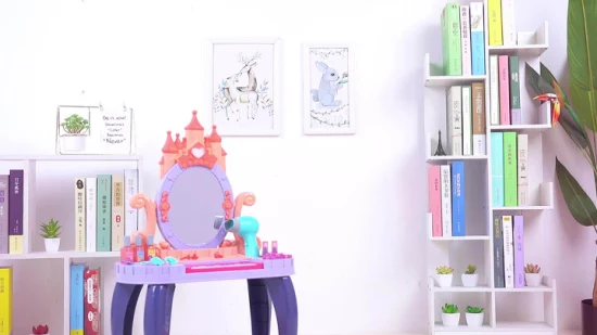 Tocador de moda con luces Música Niños Juegos de maquillaje para niñas