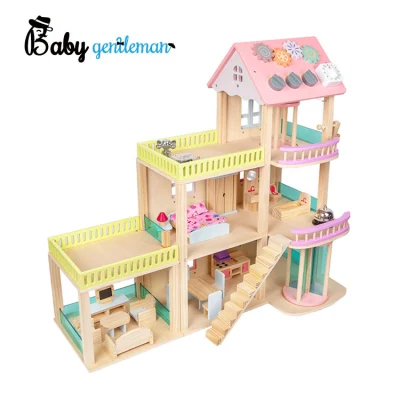 Recién llegado, juego de simulación, casa de muñecas de madera de 3 pisos de lujo para niños Z06493A