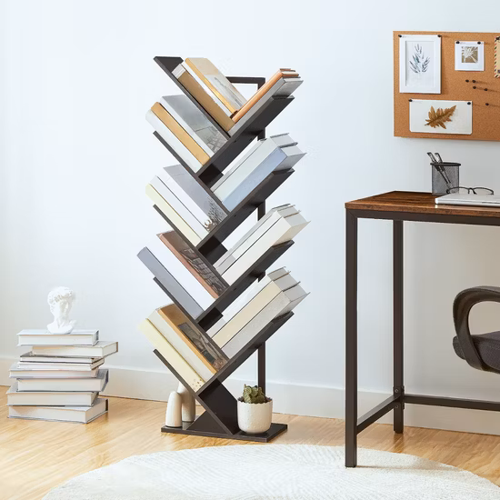 Librería de madera simple, estante para libros, estantes de almacenamiento en la sala de estar, ahorro de espacio para el hogar, la oficina, la habitación de los niños.
