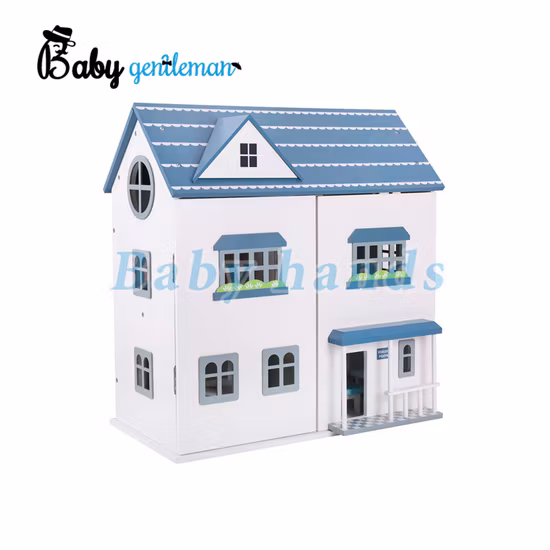 Custolmize Blue Kids Furniture Toy Casa de muñecas georgiana de madera para venta al por mayor Z06482A