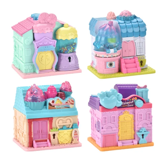 Surprise Toy Mini House Playset Series con 4 exclusivos Mystery Mini Toys Postre House, Cafe Bakery y Game House Display Realista Interior Doll Gift para niños