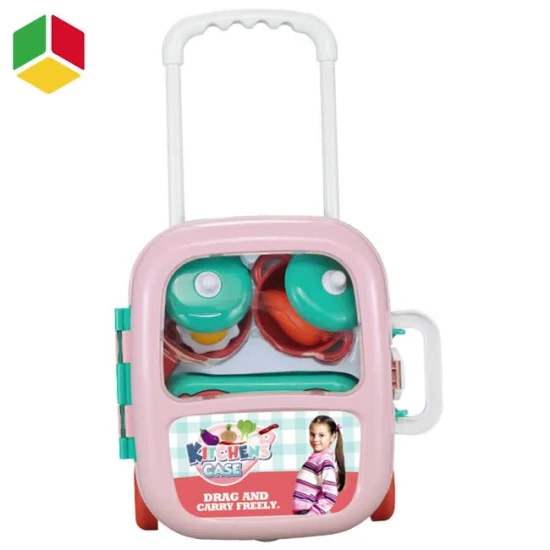 Qstoys 3 en 1 Bolsa de escuela educativa Almacenamiento Mini juguete de cocina Juego de imaginación Utensilios de cocina de plástico Juguete de cocina