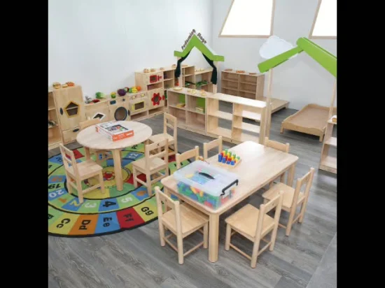 Muebles de jardín de infantes para niños, muebles de aula de guardería, muebles apilables de madera modernos para estudiantes, muebles para niños de preescolar y guardería