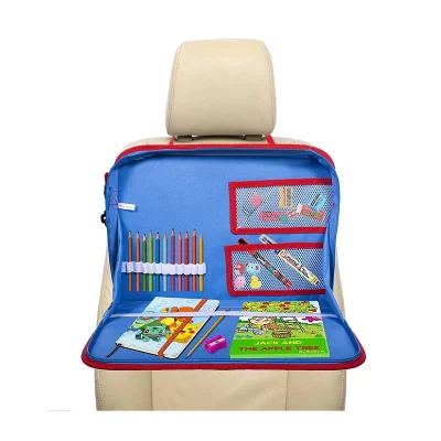 Bandeja de viaje para asiento de automóvil para niños, soporte para iPad o tableta en el asiento trasero, bolsa de transporte con organizador de almacenamiento